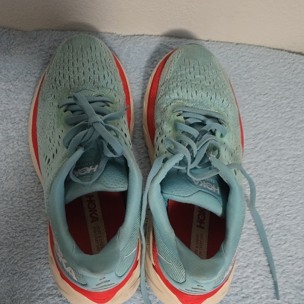 Hoka Blue and Red Athletic Shoes with Breathable Mesh - Picture 7 of 11